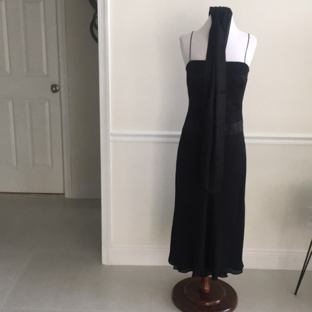 Anne Klein-6-Black Silk dress w/ shawl